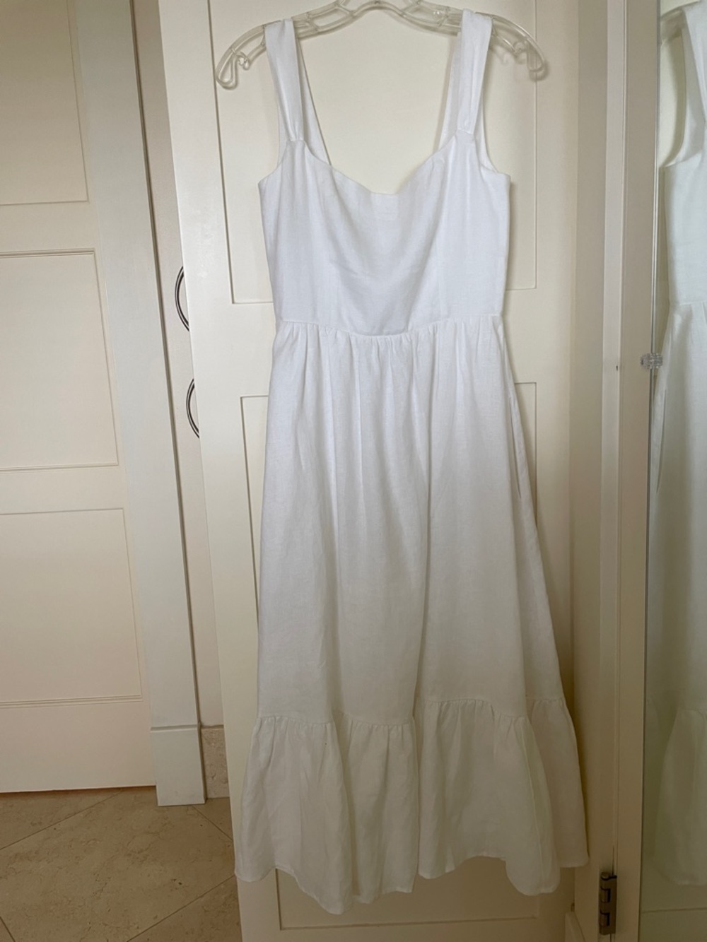 White Linen Tank-Style Midi Dress